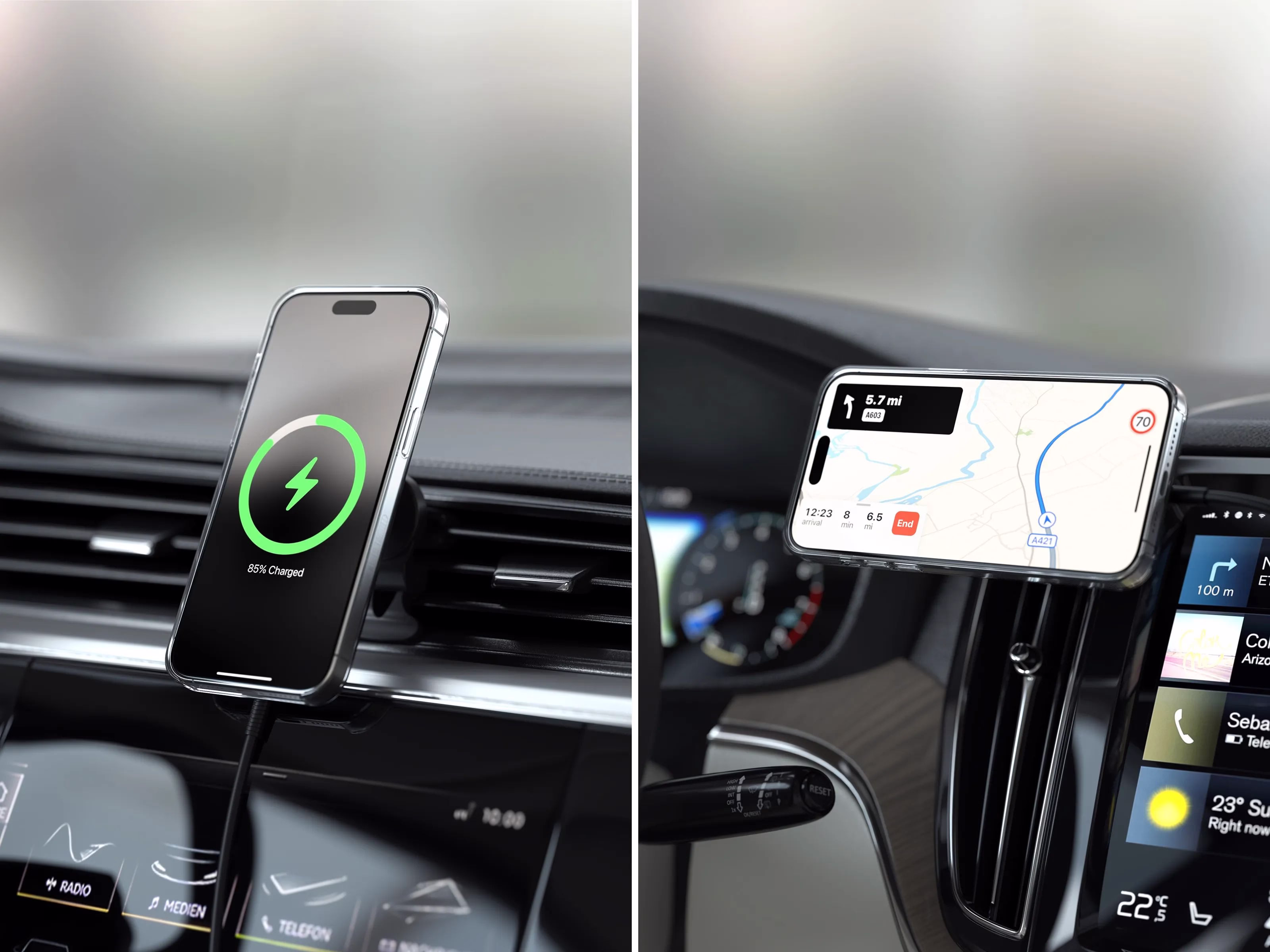 Автотримач з бездротовою зарядкою Satechi Qi2 Space Gray - 1